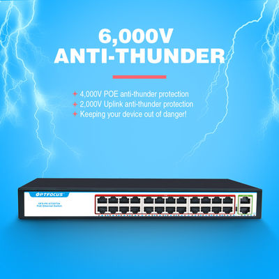 Customized 24 Port POE Switch 2*10/100/1000mbps UP-Link Port For ISP